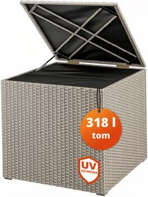 Polirattanowy pojemnik na schowek RICCO, 318L, 75x75x70 cm, kremowa Casaria