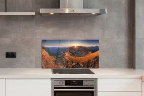 Panel szklany do Kuchni Szkarłatny Zachód w Alpach