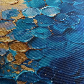 Obraz - Niebiesko-złoty obraz (z zegarem) (90x30 cm)