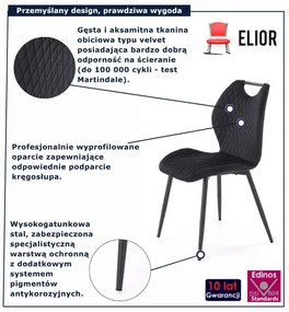 Pikowane welurowe czarne krzesło K0-W59