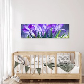 Obraz kwiatów w deszczu (170x50 cm)