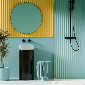 Umywalka wolnostojąca okrągła czarno biała w połysku RONA black&amp;white Glow