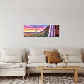 Obraz - Wodospad Seljalandsfoss (z zegarem) (90x30 cm)