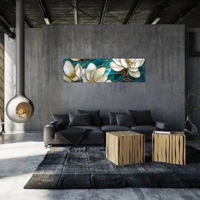 Obraz - Witraż z magnolią (170x50 cm)