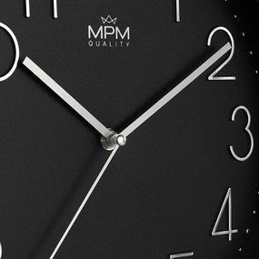 Metalowy zegar czarny MPM Metallic Elegance ∅ 300 × 40 mm