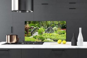 Szkło do Kuchni na Ścianę Drewniany Mostek W Ogrodzie