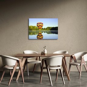 Obraz balonu na ogrzane powietrze nad jeziorem (70x50 cm)