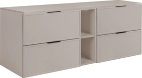 Szafka łazienkowa, kaszmir / kaszmir, uchwyt czarny, 140 ( 2 x 60 + 20) x 46 x 57 cm
