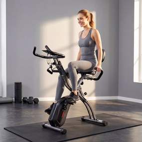 SPORTNOW Rower treningowy 3 w 1 Składany Cichy Leżący ergometr z monitorem LCD Bluetooth Czujnik tętna Taśmy oporowe | Aosom PL