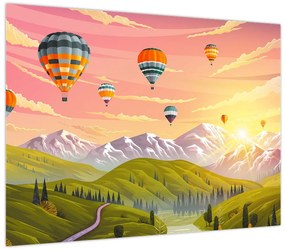 Obraz balonów nad krajobrazem (70x50 cm)
