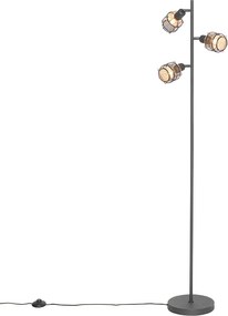 Designerska lampa podłogowa czarna ze złotem 3-światła - Noud