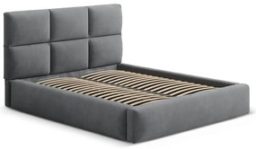 Szare tapicerowane łóżko dwuosobowe ze schowkiem ze stelażem 160x200 cm Libera – Windsor &amp; Co Sofas