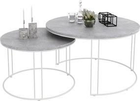 Zestaw stolików kawowych biały + beton G3-L05