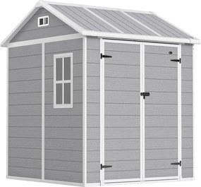 Outsunny Szopa ogrodowa, Gartenschuppen z Oknem, zamykanymi drzwiami, Tworzywo sztuczne, Szary