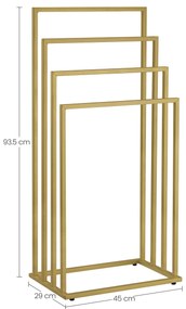 Wieszak na ręczniki LINESTRO metalowy z 4 ramionami 93x45cm, złoty
