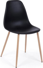 Zestaw 4 czarnych krzeseł z polipropylenu z metalowymi nogami - MANDY