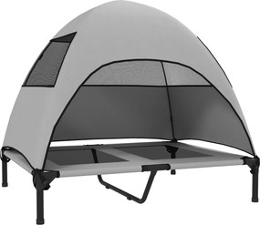 PawHut Zewnętrzne Legowisko dla Psa z Daszkiem, Podwyższone dla Dużych Psów, 91 x 76 x 90 cm, Jasnoszary