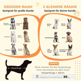 PawHut Klatka dla psów z 2 drzwiami, transporter dla psów, wytrzymały design, zamykana, Szary