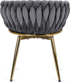 Zestaw Stół Okrągły SALLO 100 cm i 4 Krzesła Tapicerowane RUBI Szare Glamour