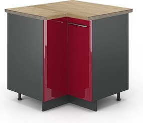 Szafka narożna bordowa czerwień wysoki połysk 80.5x60x82 fame-line