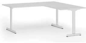 Narożne biurko PRIMO BETA L, 180x180 cm, L/P, biała podstawa, biały