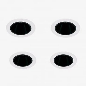 Pack 4 Wbudowanych Downlightów Led Z Okrągłymi Ramkami Ø7 Cm Do Użytku Zewnętrznego, Wykonanych Z Aluminium Luisiana Biały - Czarny & Biała 3000k & 8