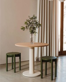 noo.ma stół kwadratowy 70×70 cm dąb fornir, stal beżowy, minimalistyczny