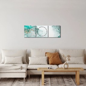 Obraz - Atramentowa abstraakcja 2 (z zegarem) (90x30 cm)