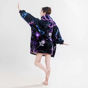 Koc bluza z baranka z rękawami i kapturem VIOLET BUTTERFLY, fioletowa