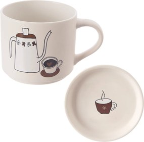 Orion Kubek porcelanowy z pokrywką Kawa, 0,45 l