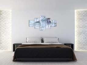 Obraz - Kwiatowy fresk na ceglanej ścianie (125x70 cm)