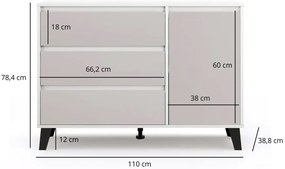 Komoda z szafką i szufladami do salonu biały + kaszmir P1-F59