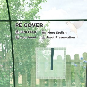 Outsunny Szklarnia z łukami z workami na piasek i pokrywą plastikową, 2 drzwi rolowane, okna siatkowe, przenośna, 1,8 x 1,8 x 2 m, Zielona