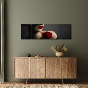 Obraz - Kobieta z różą (170x50 cm)