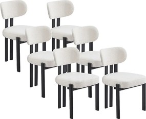 Zestaw 6 krzeseł z tkaniny typu bouclé i czarnego metalu – Beżowe i czarne – NOA