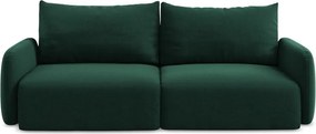Ciemnozielona aksamitna rozkładana/ze schowkiem sofa 238 cm Kalena – Makamii
