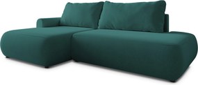 Masseno Narożnik NUVIRA z funkcją spania i pojemnikiem na pościel Narozniki L, Rozkładana sofa - Lazurowy, CASTEL 75