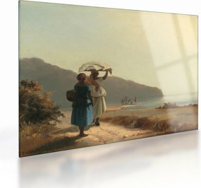 Obraz na szkle - Camille Pissarro, Two Women Chatting by the Sea, St. Thomas, reprodukcje (70x50 cm)