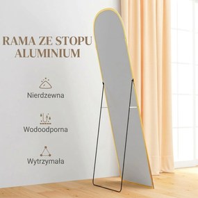 HOMCOM Lustro stojące, lustro całopostaciowe, duże lustro, nowoczesny design, 50 cm x 1,5 cm x 161,5 cm, Złote | Aosom PL