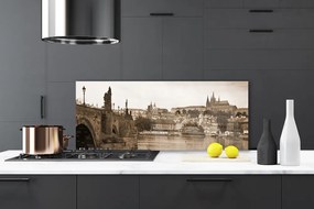 Panel Szklany do Kuchni Zabytkowy Most W Pradze