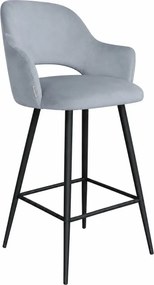 Hoker Milano krzesło barowe tkanina Welur podstawa metalowa : Kolor nogi - Czarna stożek, Kolor tkaniny - VELVET - BL06, Typ siedziska - Siedzisko obrotowe 360°