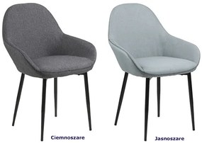 Ciemnoszare metalowe tapicerowane krzesło muszelka R7-P41