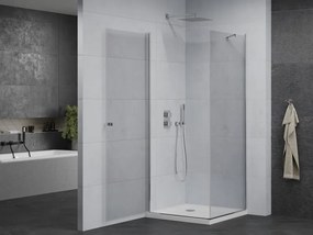 Mexen Pretoria kabina prysznicowa uchylna 80 x 80 cm, transparent, chrom + brodzik Flat - 852-080-080-01-00-4010