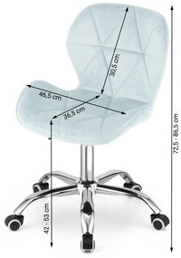 Zestaw do biura – składany stół ZARIMO 80×40 cm biały + krzesło biurowe AVOLA VELVET jasnoniebieskie