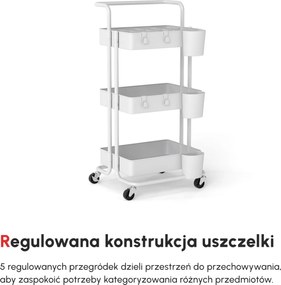HOMCOM Wózek serwisowy z 3 koszami na półki