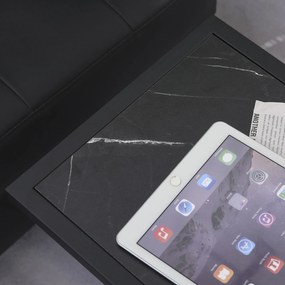 HOMCOM Stolik Boczny w Kształcie Litery C, Oszczędność Miejsca, Nocny/Coffee Table, Imitacja Marmuru, 45 x 30 x 51,5 cm