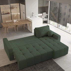 Masseno Narożnik VOLIRA z funkcją spania i pojemnikiem na pościel Narozniki L, Rozkładana sofa - Zielony, QUELLE 37