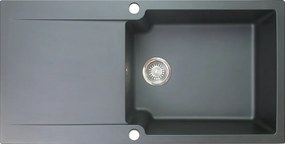 Lisse zlewozmywak dwustronny 1 duża komora 1 ociekacz z żywicy w kolorze czarna - Essebagno