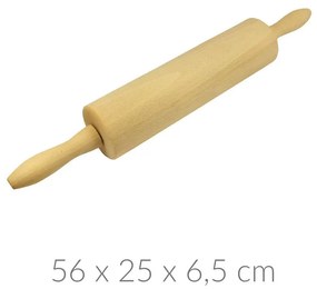 Drewniany wałek do ciasta z metalową osią, 25 x 6,5 cm