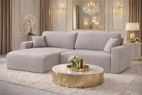 Narożnik z funkcją spania i pojemnikiem Ariel L, tkanina welurowa Salvador, Szary, Lewy